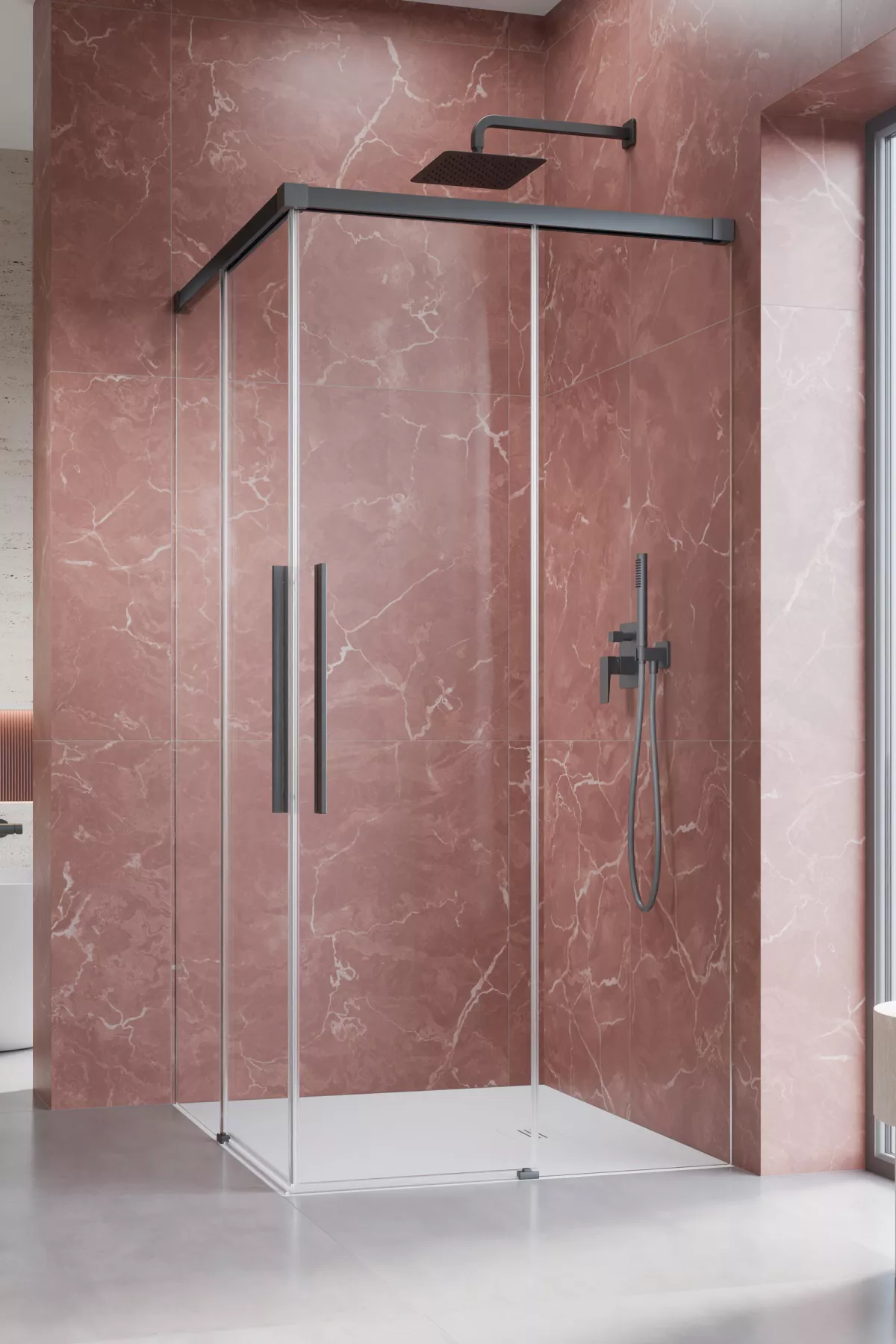Idea 8 QL Brushed GunMetal KDD szögletes szálcsiszolt fegyvermetál zuhanykabin