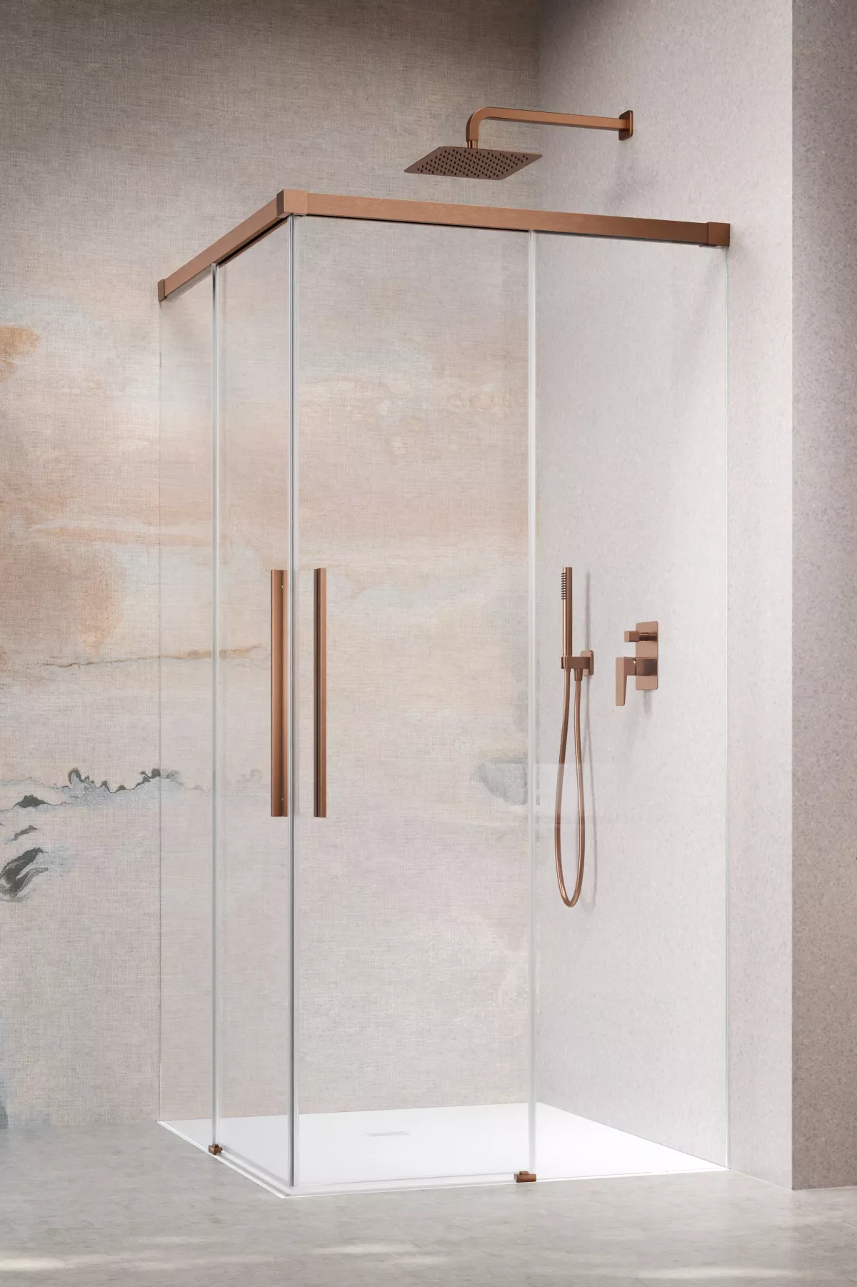 Idea 8 QL Brushed Copper KDD szögletes szálcsiszolt réz zuhanykabin
