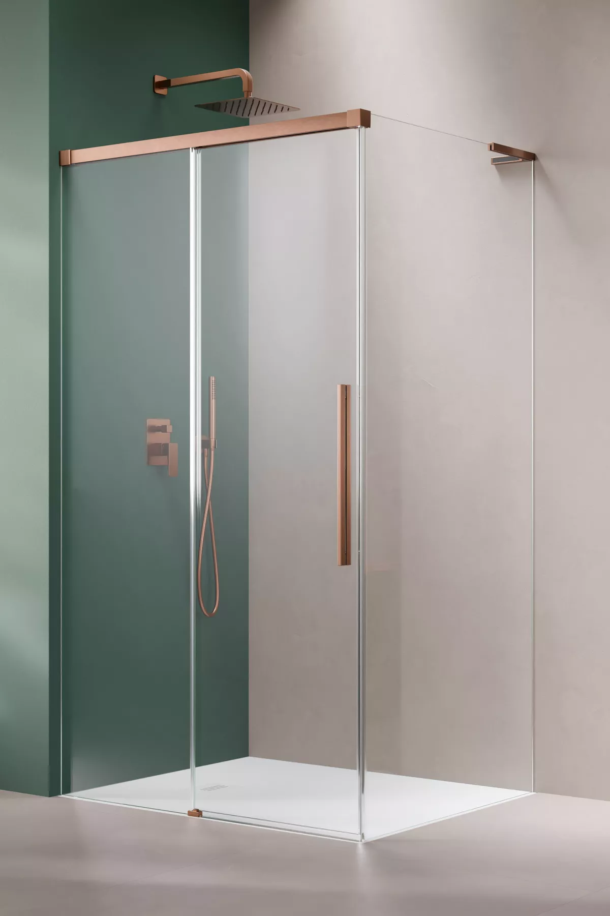 Idea 8 QL Brushed Copper KDJ szögletes szálcsiszolt réz zuhanykabin (a képen balos zuhanykabin látható)