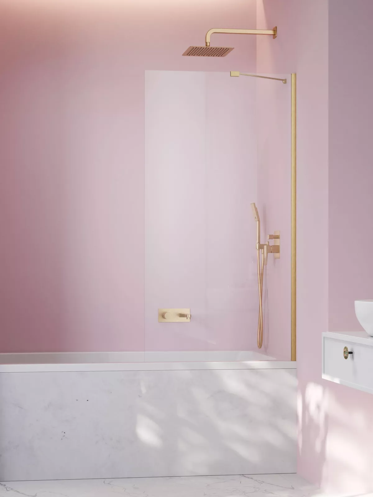 Idea Brushed Gold PNJ II szálcsiszolt arany kádparaván (a képen jobbos kádparaván látható)