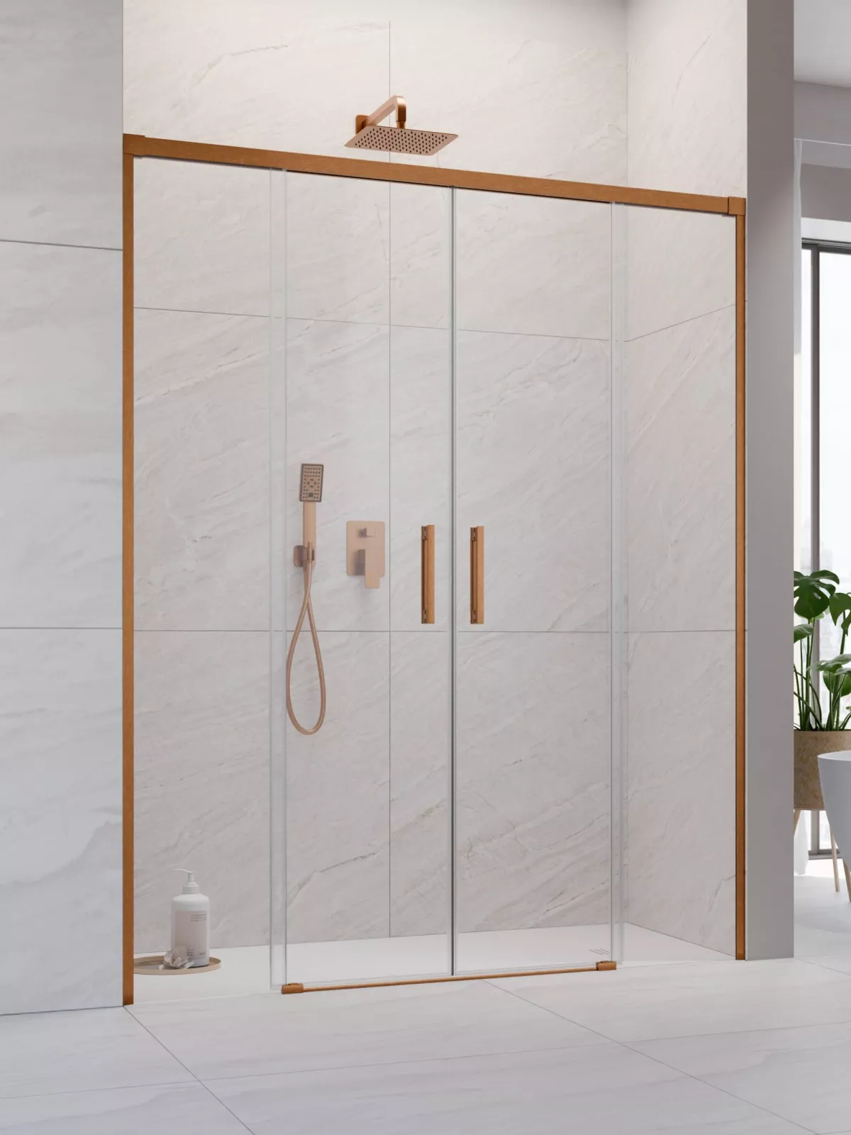 Idea Brushed Copper DWD szálcsiszolt réz zuhanyajtó