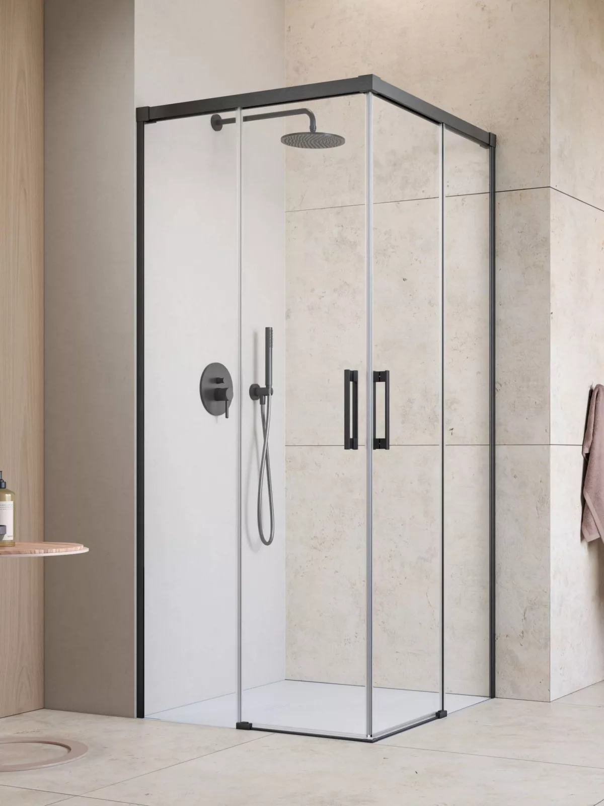 Idea Brushed GunMetal KDD szögletes szálcsiszolt fegyvermetál zuhanykabin