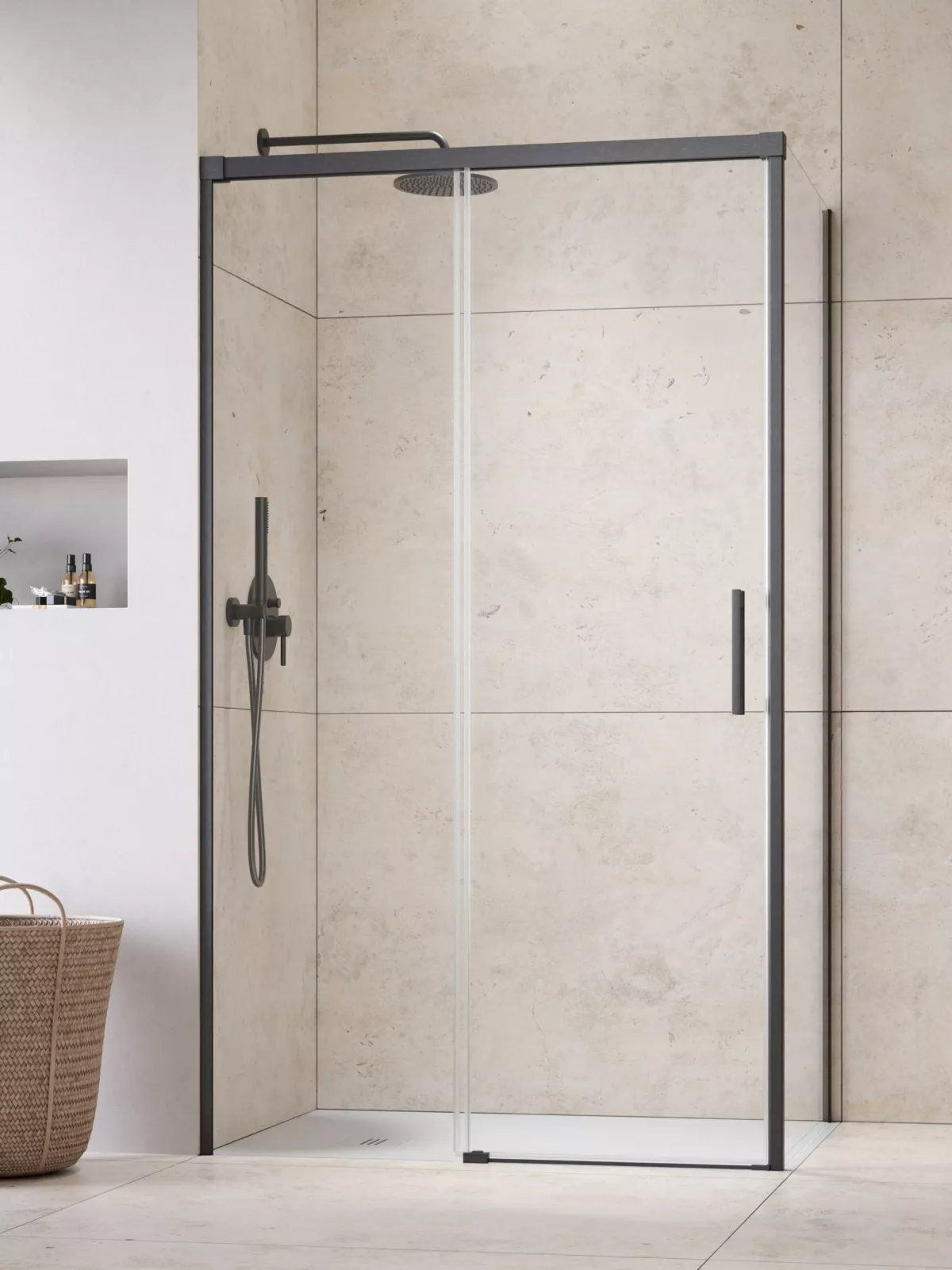 Idea Brushed GunMetal KDJ szögletes szálcsiszolt fegyvermetál zuhanykabin (a képen balos zuhanykabin látható)