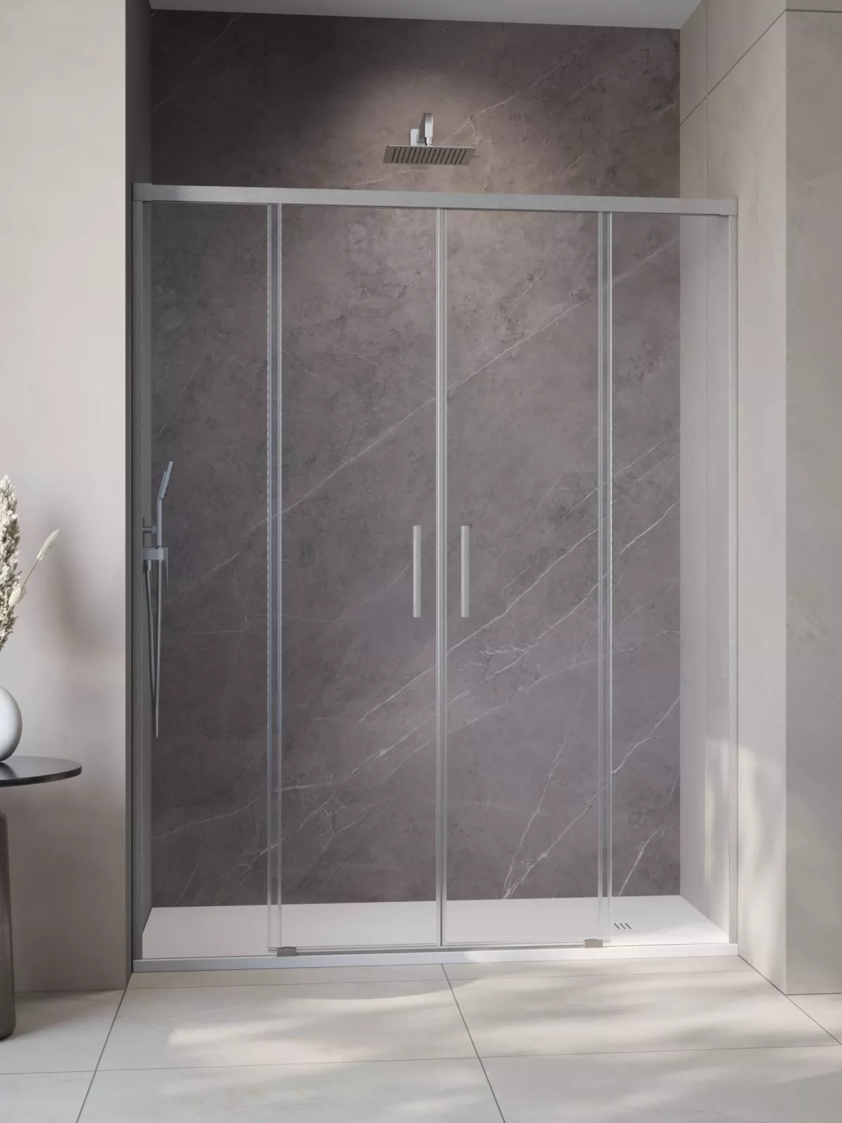 Idea Brushed Nickel DWD szálcsiszolt króm zuhanyajtó