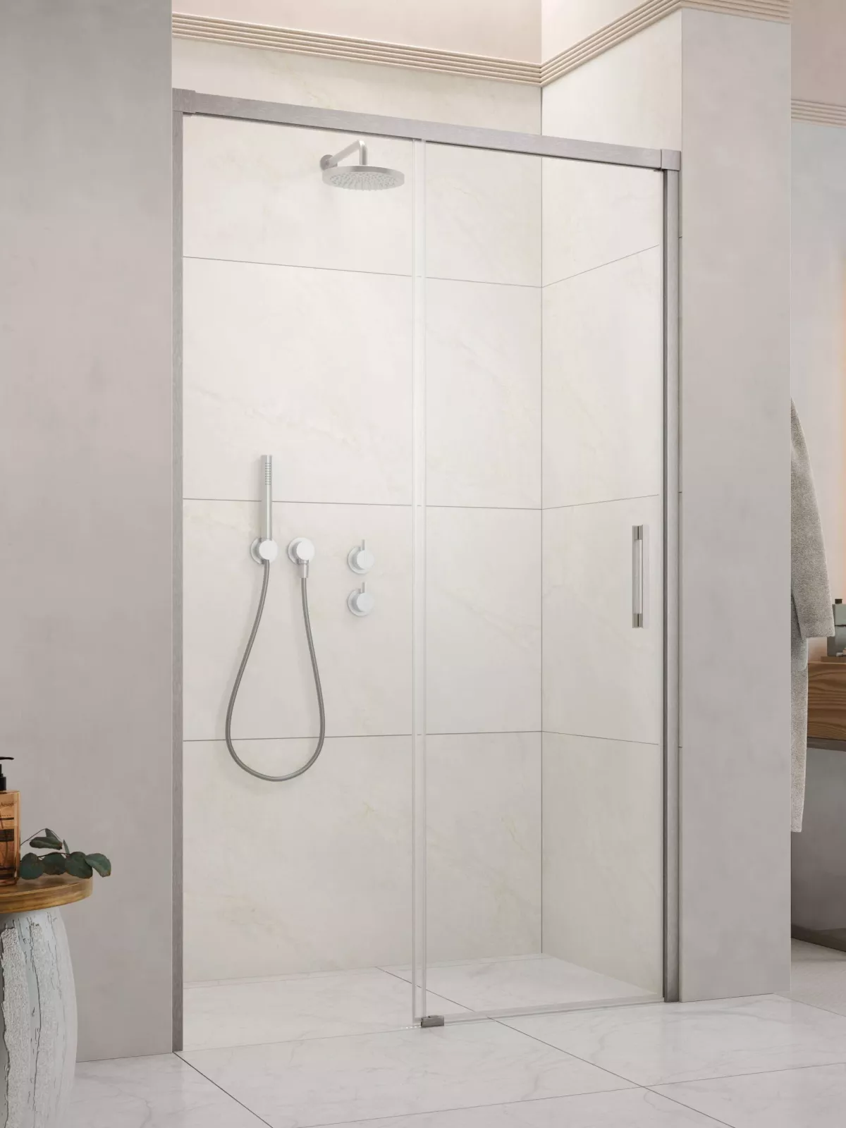 Idea Brushed Nickel DWJ szálcsiszolt króm zuhanyajtó (a képen balos zuhanyajtó látható)