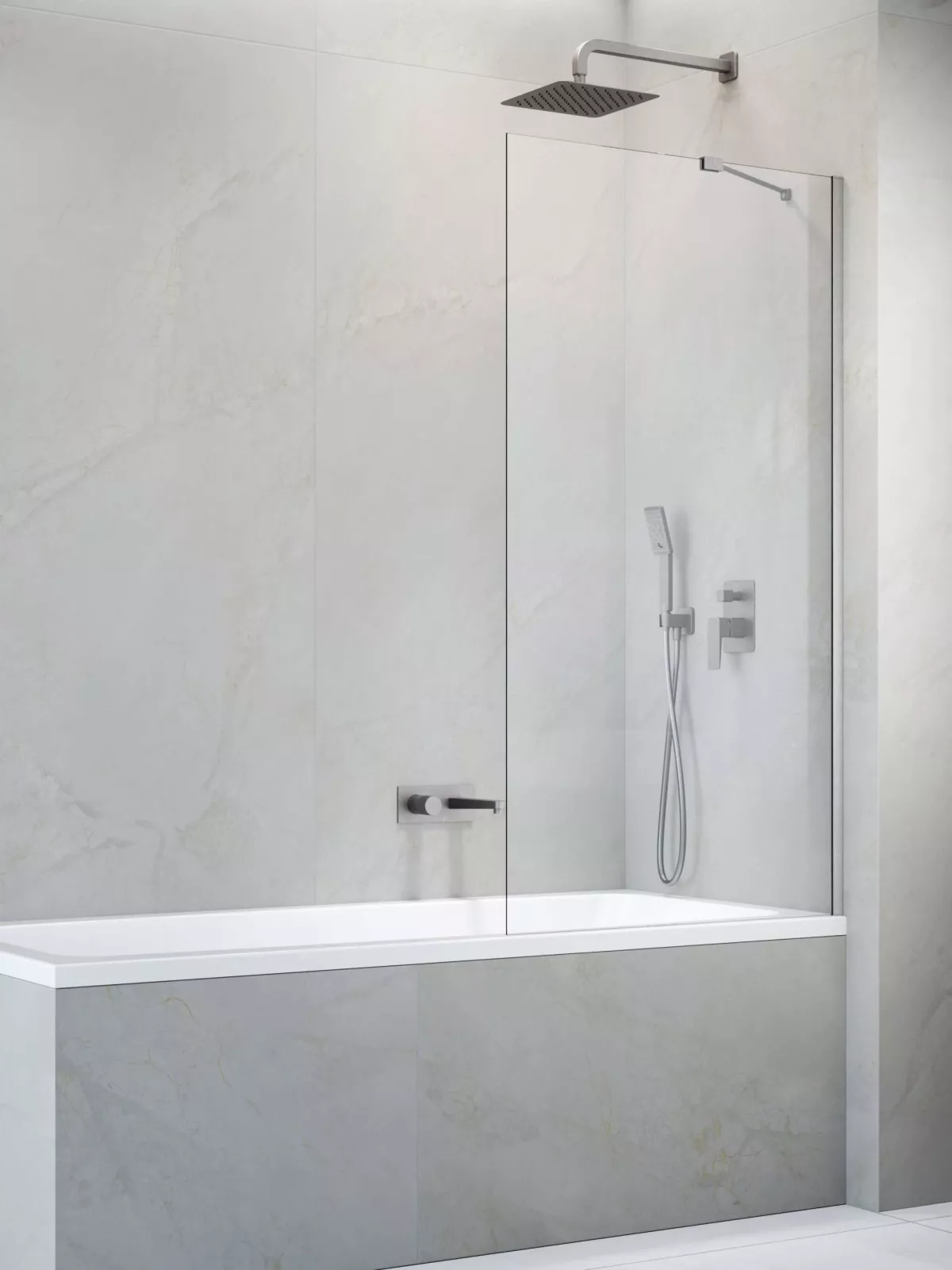 Idea Brushed Nickel PNJ II szálcsiszolt króm kádparaván (a képen jobbos kádparaván látható)