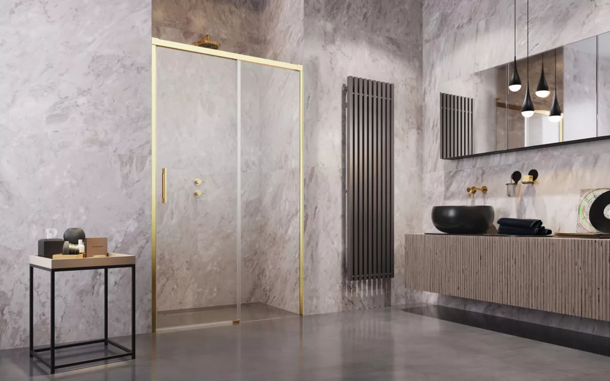 Idea Gold DWJ arany zuhanyajtó enteriőr (a képen jobbos zuhanyajtó látható)
