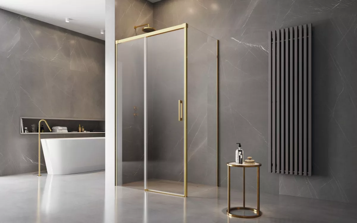 Idea Gold KDJ szögletes arany zuhanykabin enteriőr (a képen balos zuhanykabin látható)