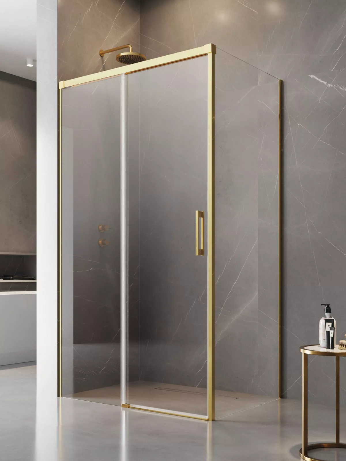 Idea Gold KDJ szögletes arany zuhanykabin (a képen balos zuhanykabin látható)