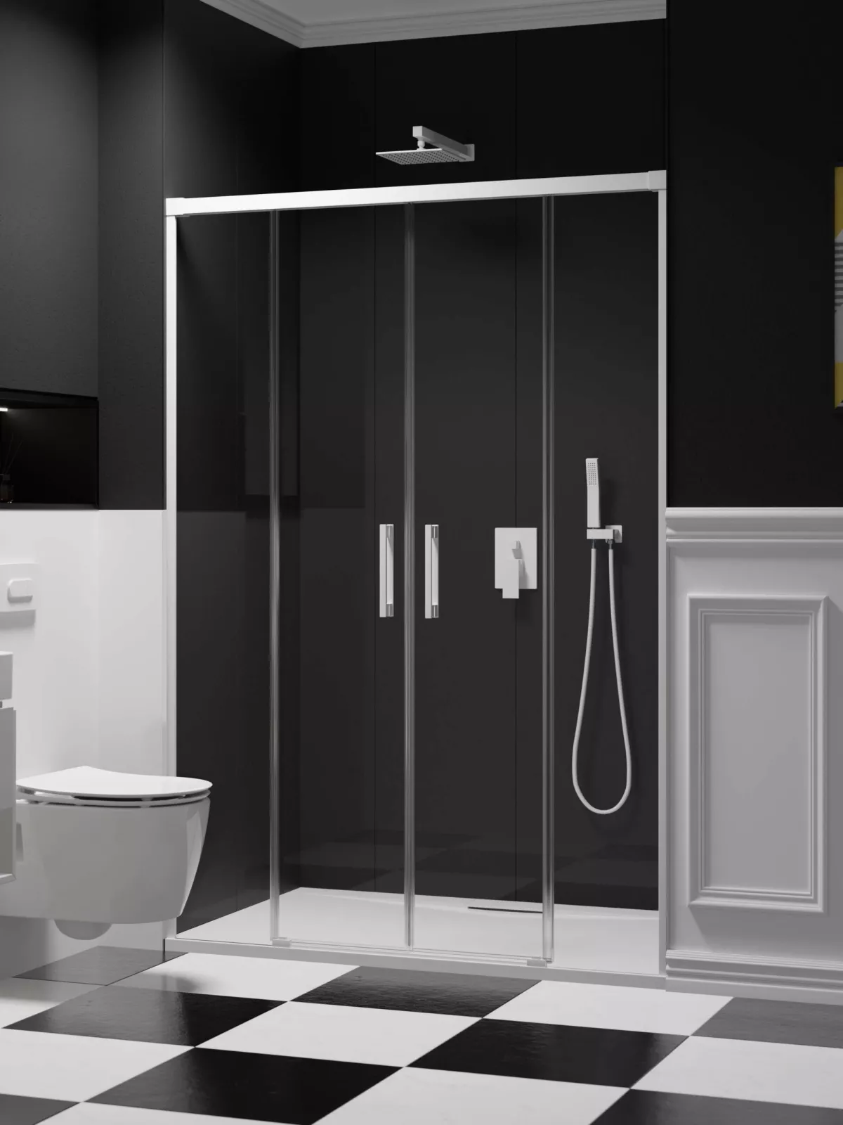 Idea White DWD szögletes fehér zuhanyajtó