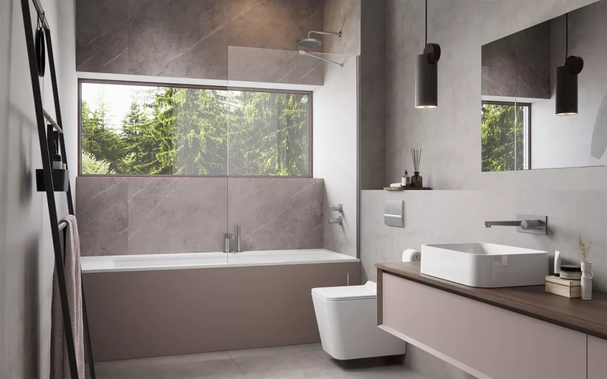 Modo New Brushed Nickel PNJ II szálcsiszolt króm kádparaván enteriőr