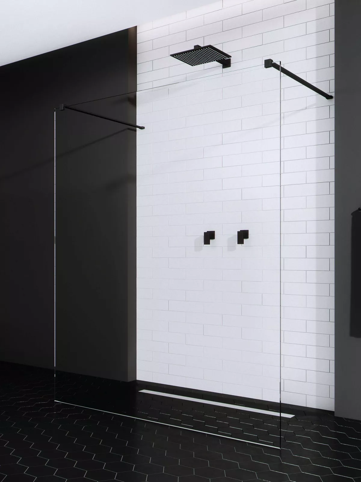 Modo New I Black Walk-In fekete zuhanyfal
