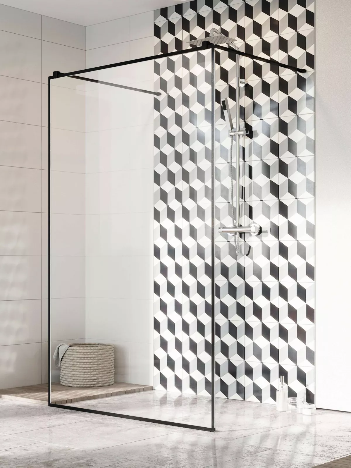 Modo New Black I Frame walk-in fekete zuhanyfal