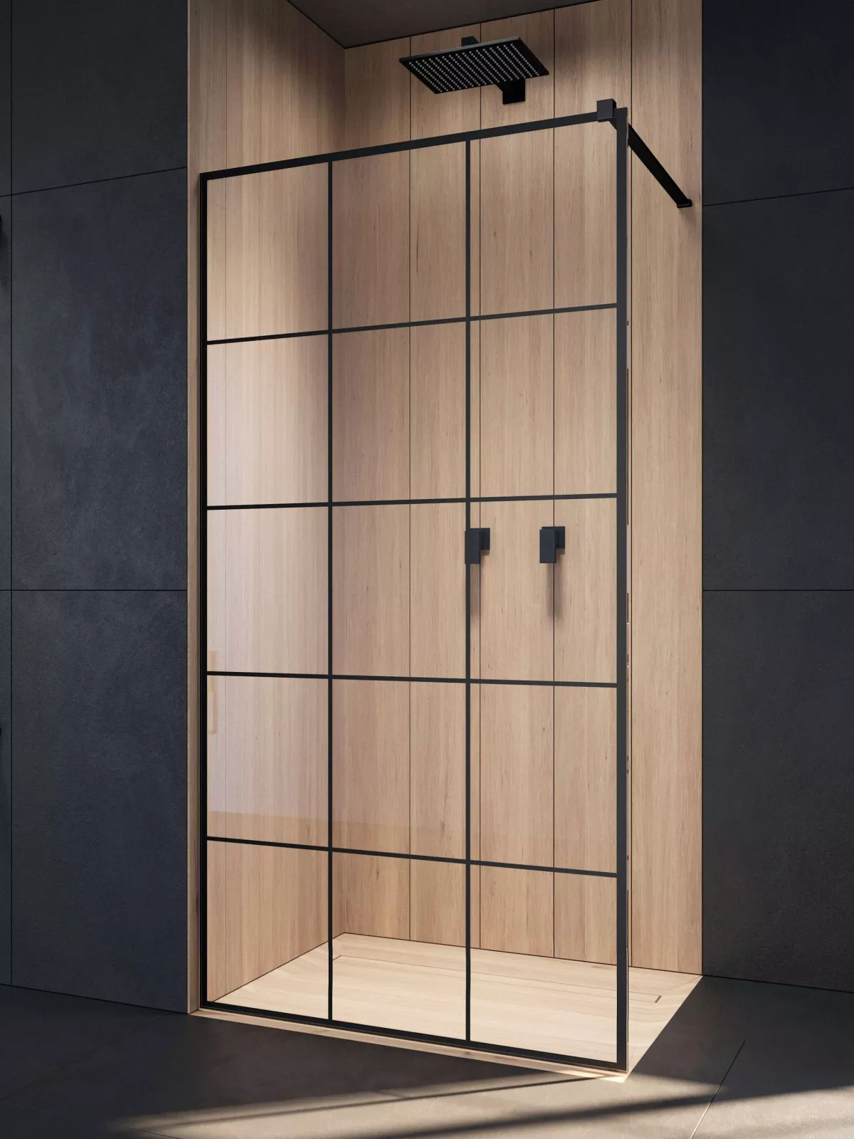 Modo New Black II Factory Walk-in fekete zuhanyfal