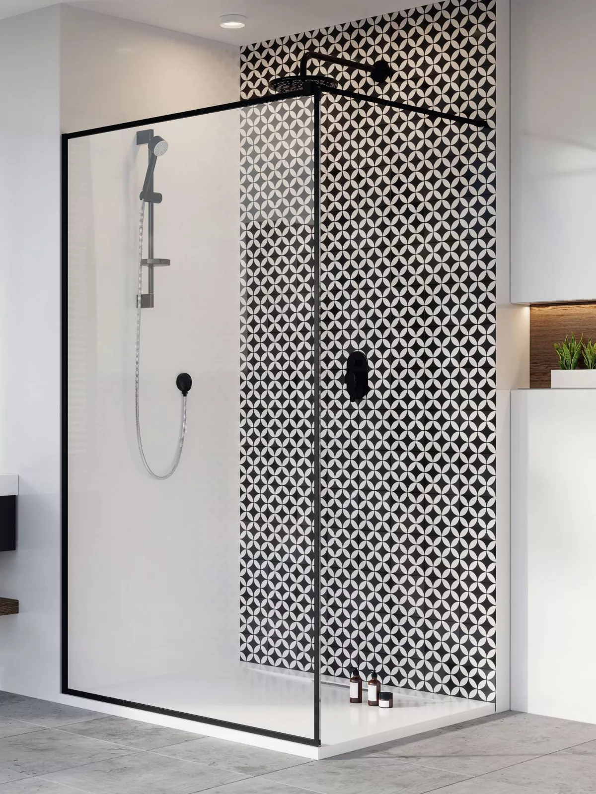 Modo New Black II Frame walk-in fekete zuhanyfal
