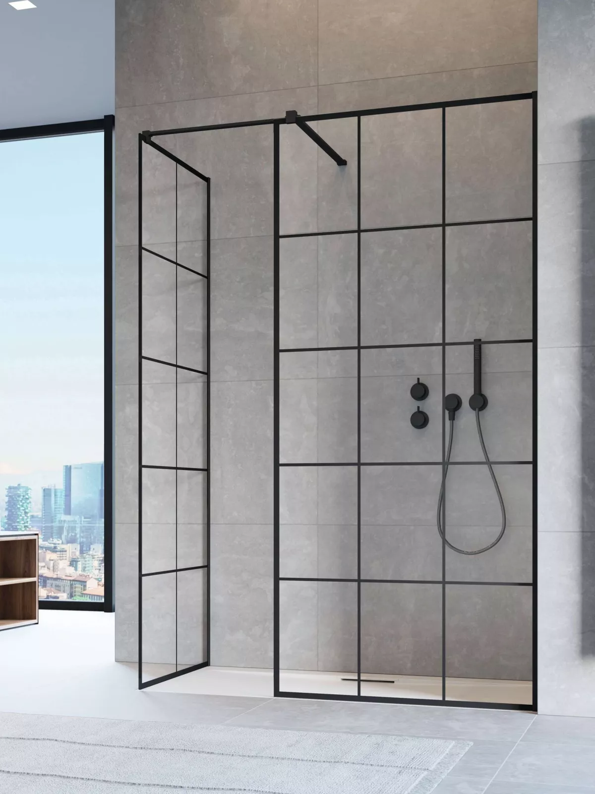 Modo New Black III Factory walk-in fekete zuhanyfal