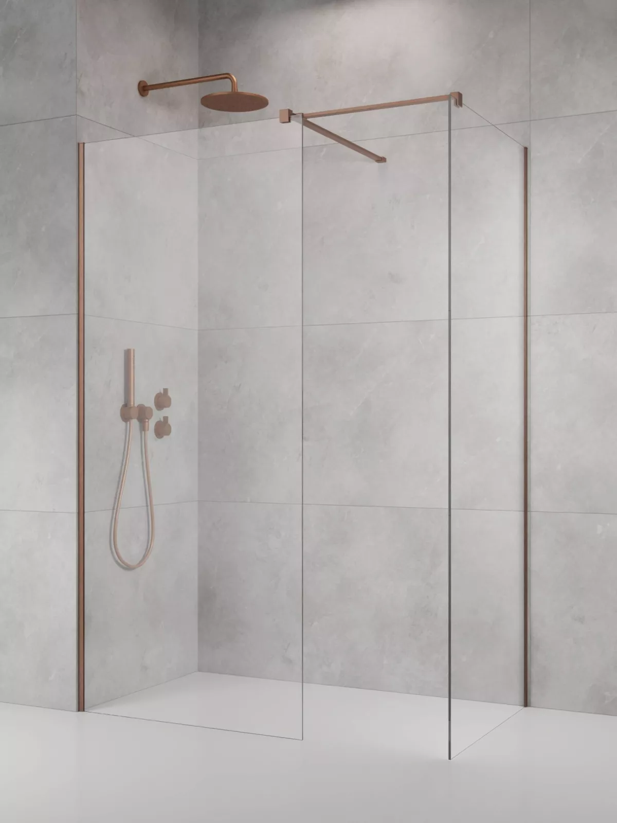 Modo New Brushed Copper III szálcsiszolt réz walk-in zuhanyfal
