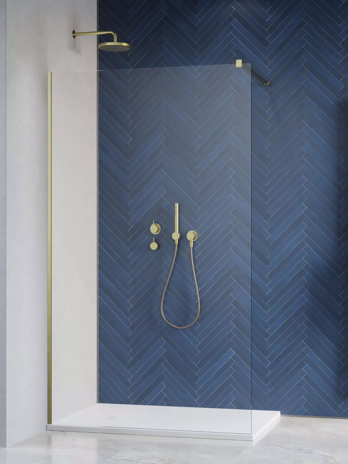 Modo New Brushed Gold II Walk-in szálcsiszolt arany zuhanyfal
