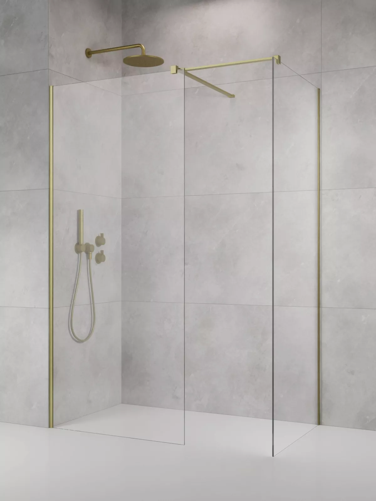 Modo New Brushed Gold III szálcsiszolt arany walk-in zuhanyfal