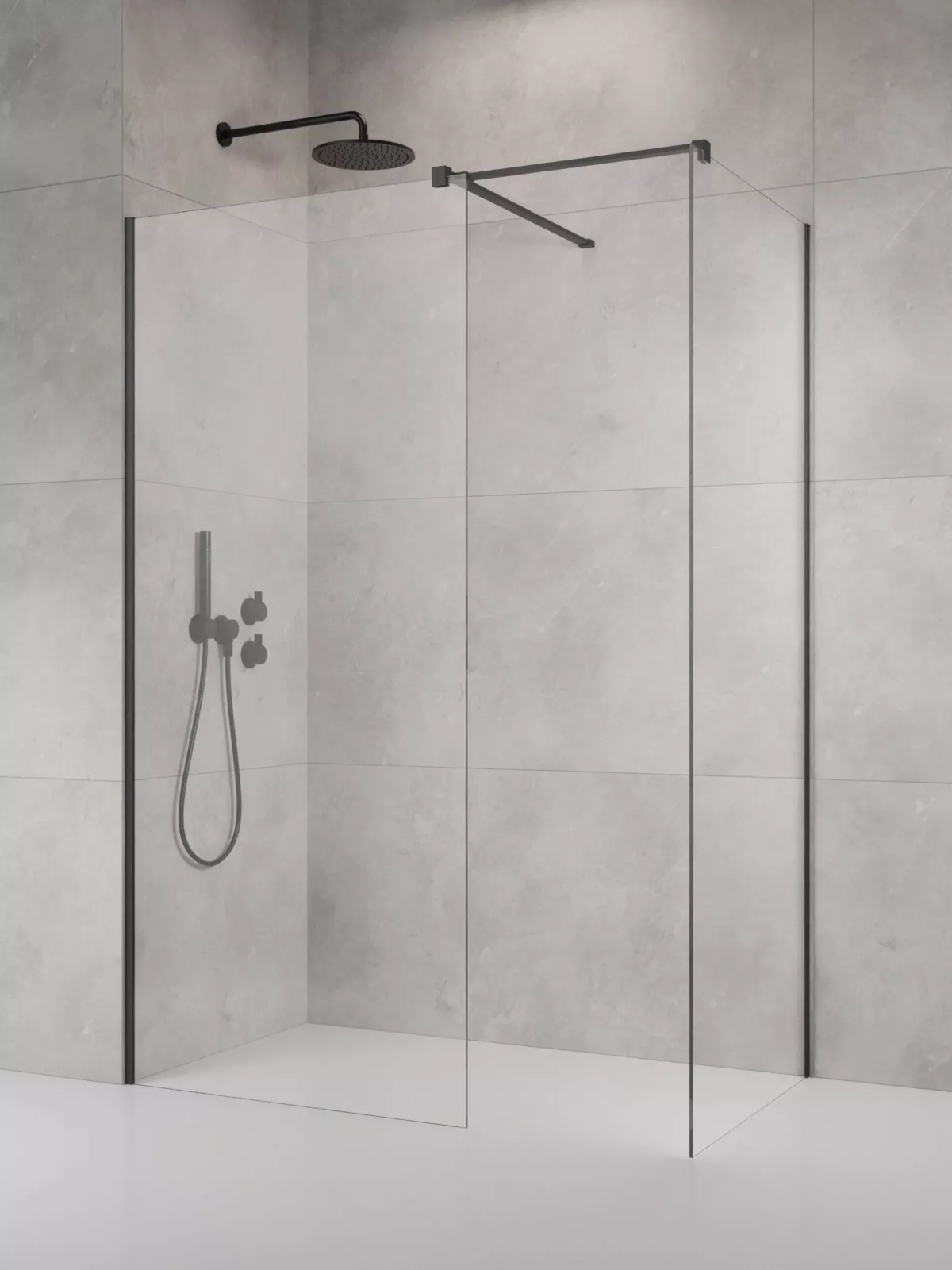 Modo New Brushed Gunmetal III szálcsiszolt fegyvermetál walk-in zuhanyfal