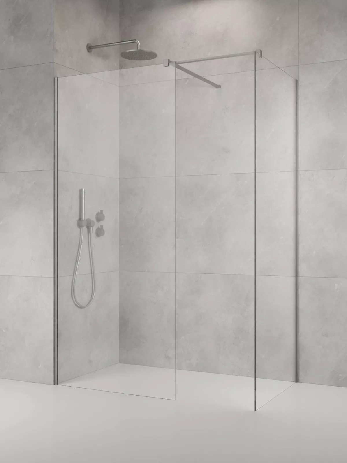Modo New Brushed Nickel III szálcsiszolt króm walk-in zuhanyfal