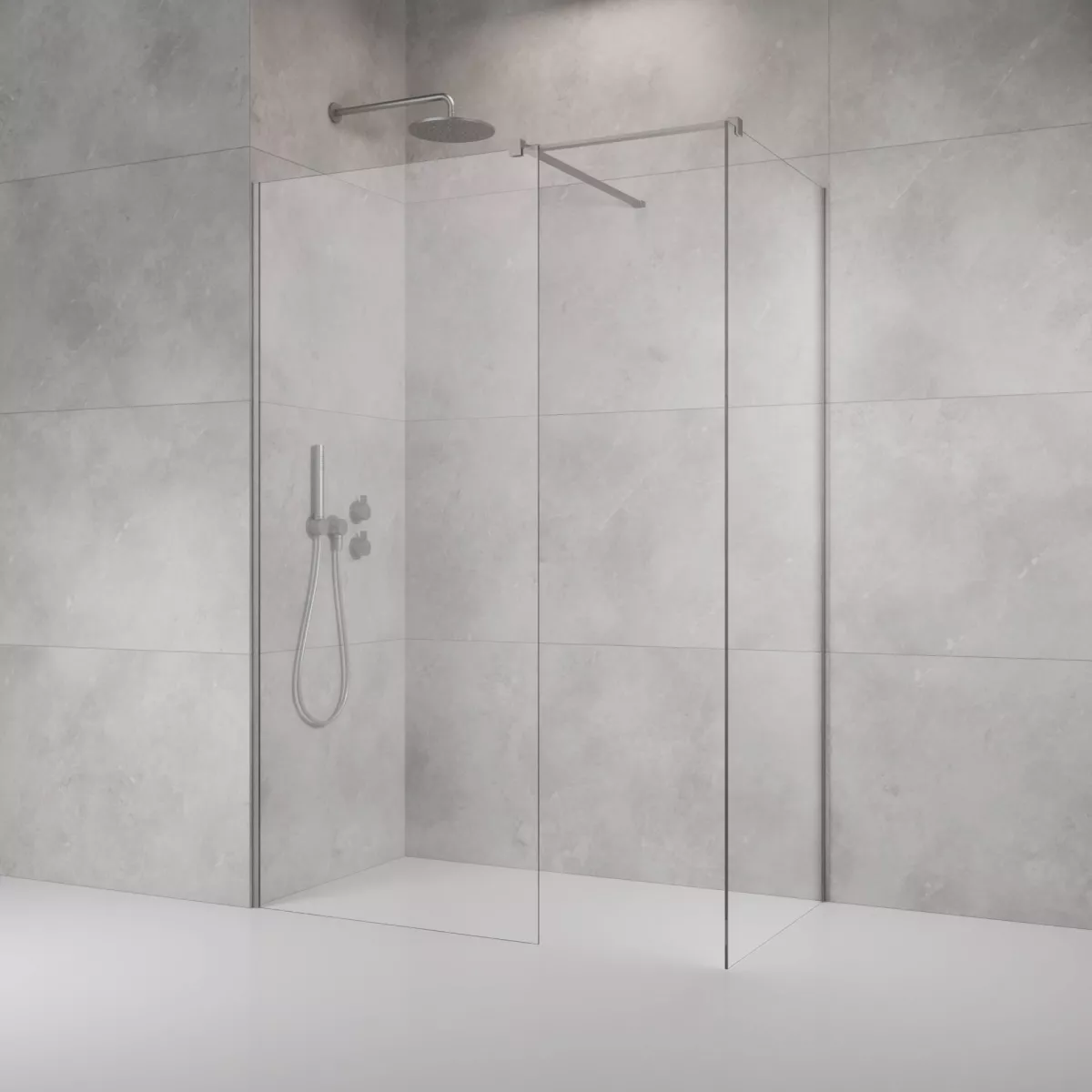 Modo New Brushed Nickel III szálcsiszolt króm walk-in zuhanyfal enteriőr