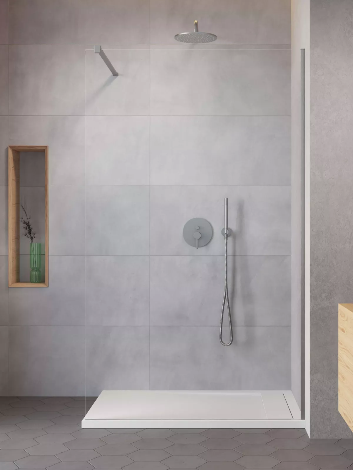 Modo New Brushed Nickel II Walk-in szálcsiszolt króm zuhanyfal