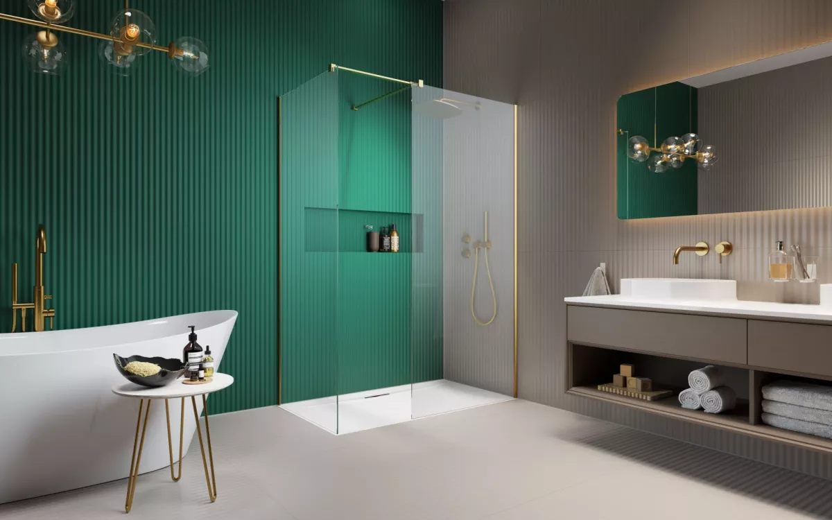 Modo New Gold III Walk-in arany zuhanyfal enteriőr