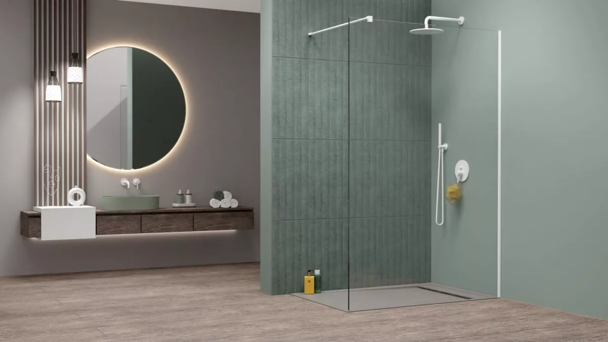 Modo New White II Walk-In fehér zuhanyfal enteriőr
