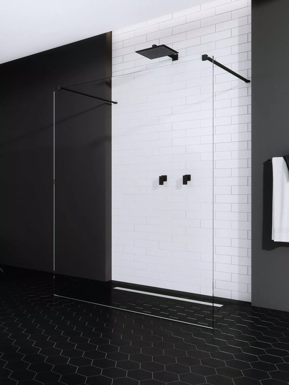 Modo X Black I fekete walk-in zuhanyfal