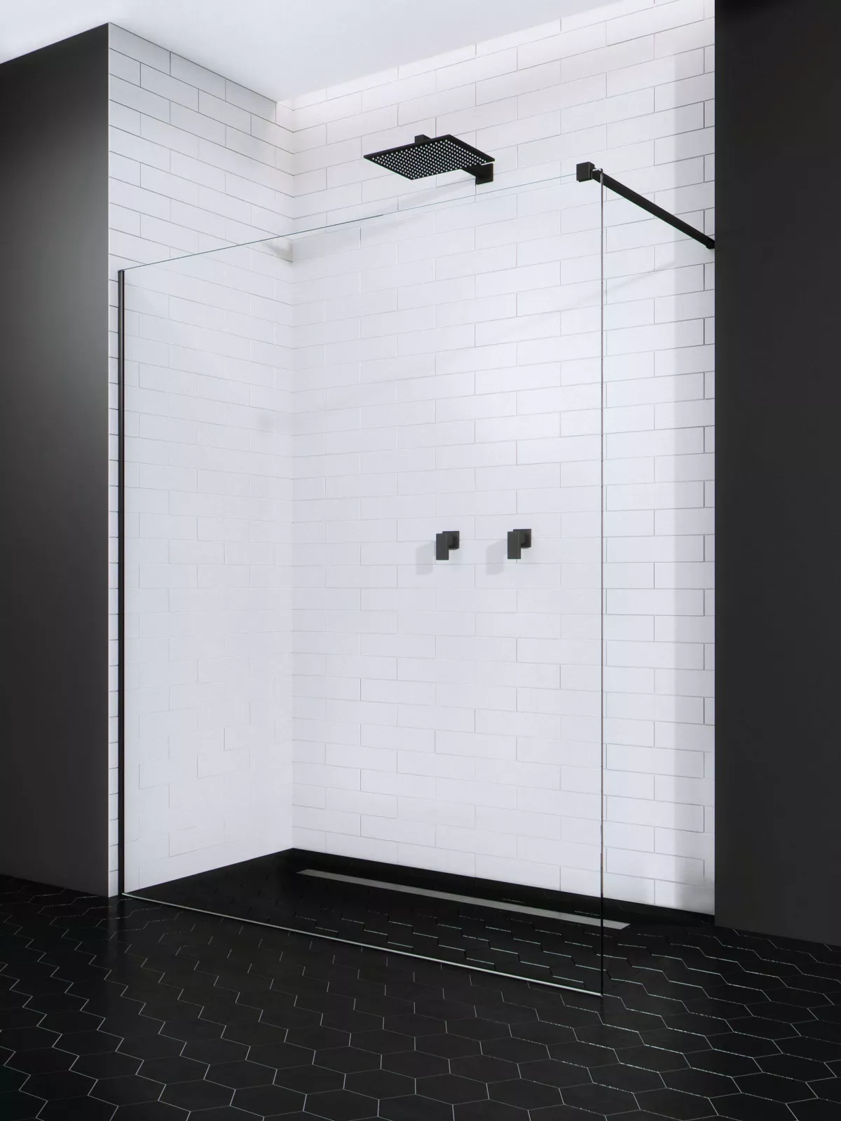 Modo X Black II fekete walk-in zuhanyfal