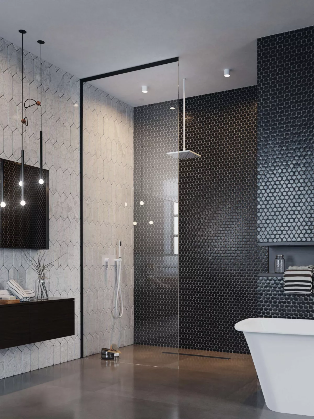 Modo XL Black fekete walk-in zuhanyfal