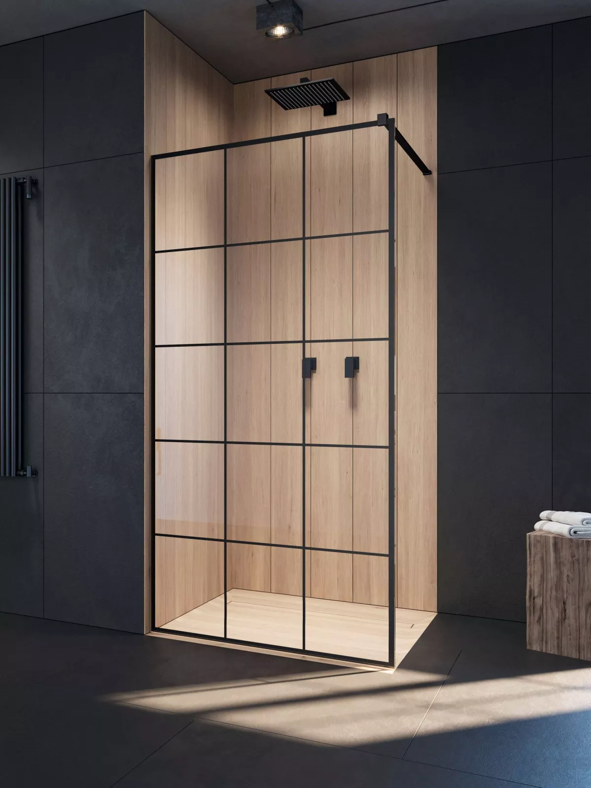 Modo X Black II Factory fekete walk-in zuhanyfal