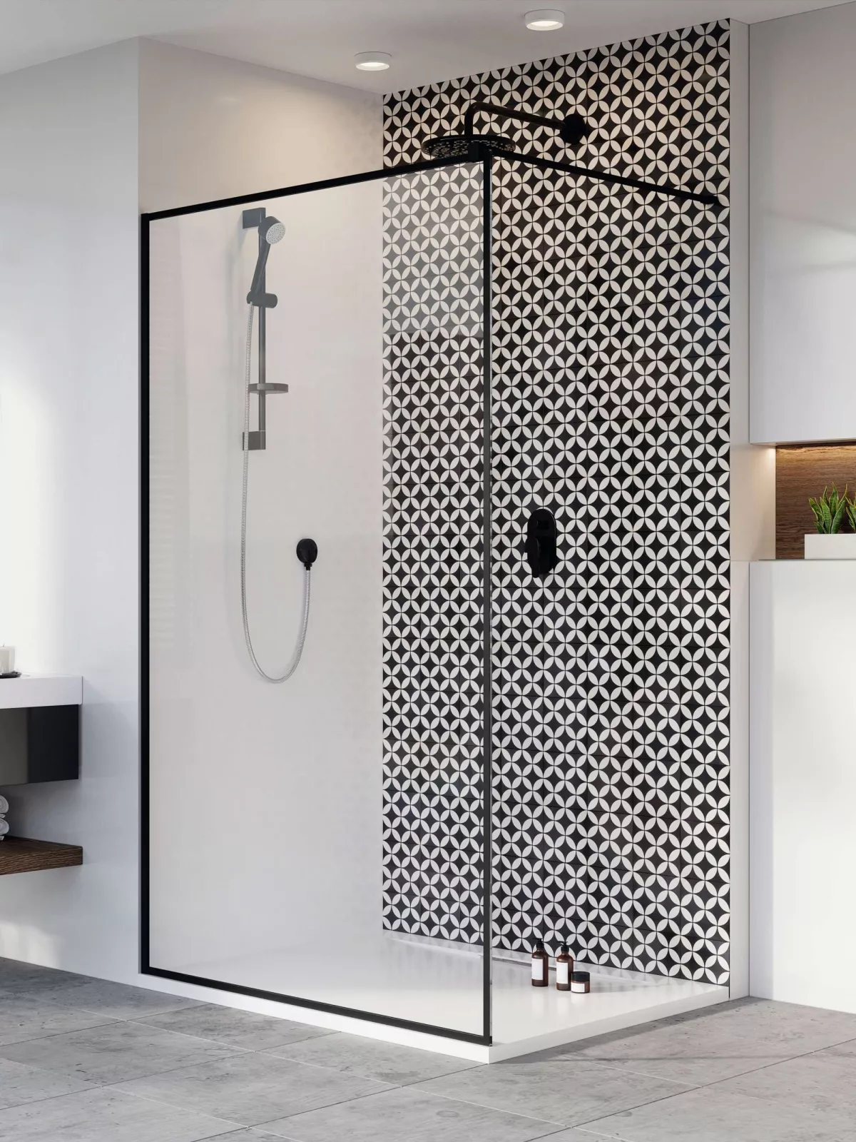 Modo X Black II Frame fekete walk-in zuhanyfal