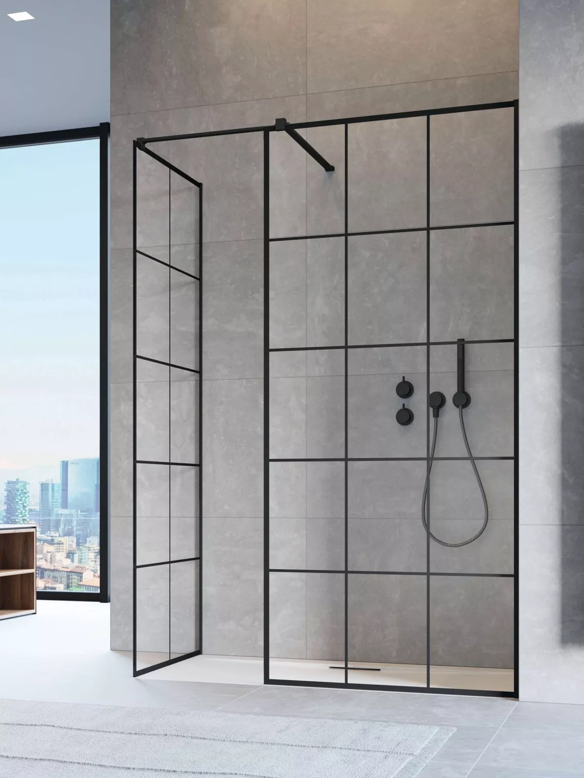 Modo X Black III Factory fekete walk-in zuhanyfal