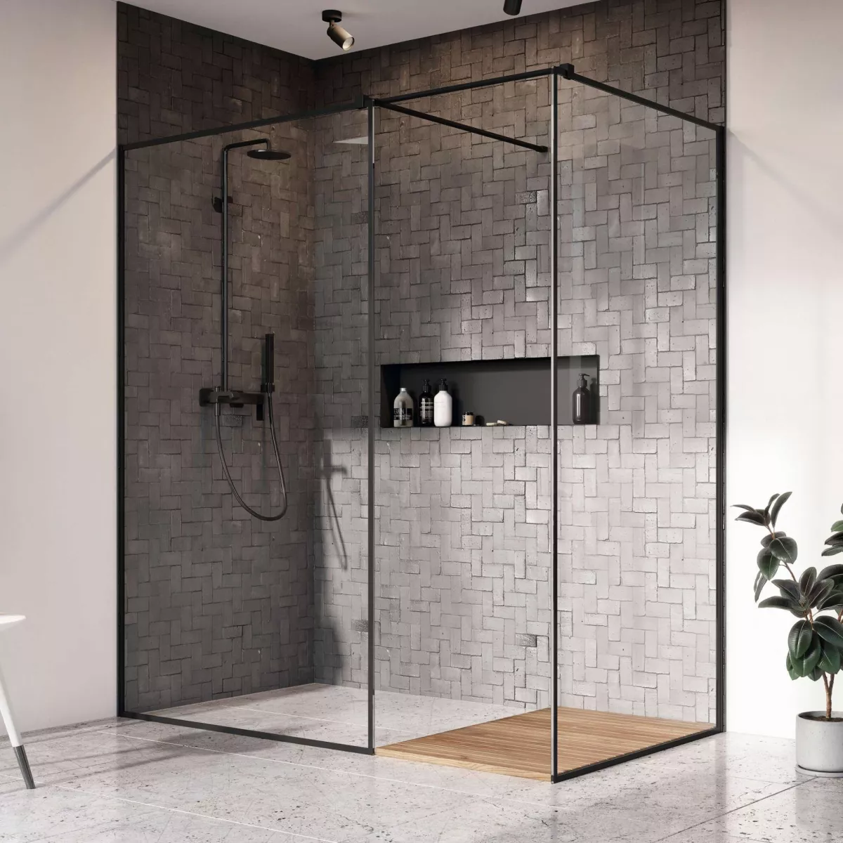 Modo X Black III Frame fekete walk-in zuhanyfal