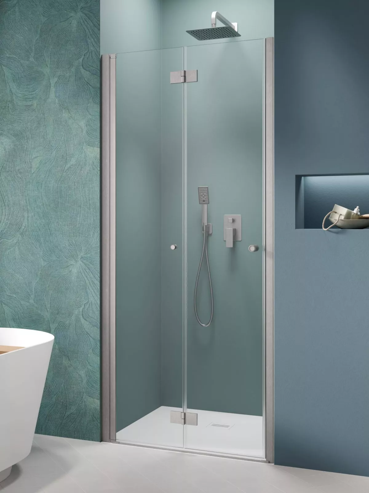 Nes Brushed Nickel DWB szálcsiszolt króm zuhanyajtó (a képen balos zuhanyajtó látható)