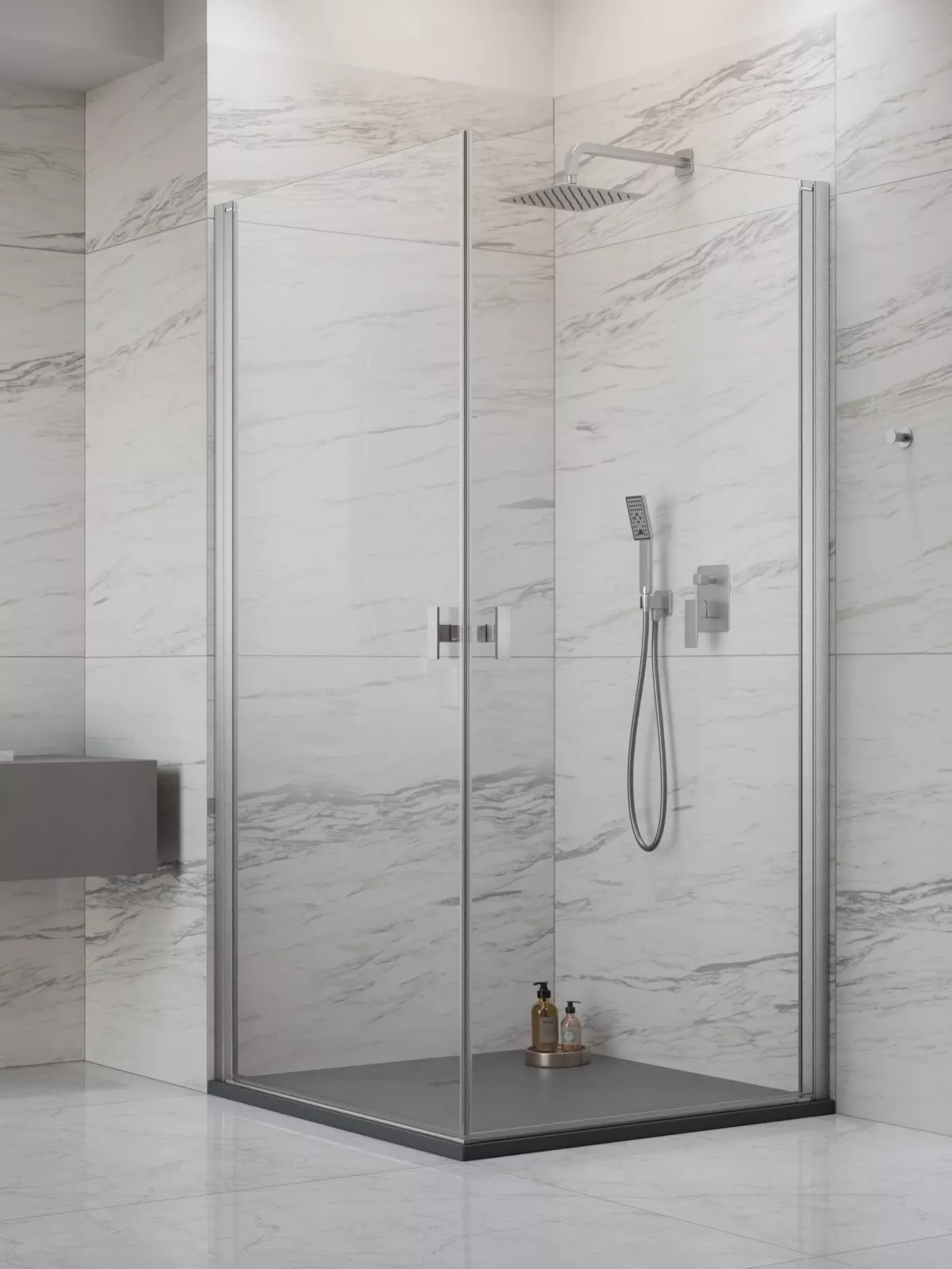 Nes Brushed Nickel KDD I szögletes szálcsiszolt króm zuhanykabin