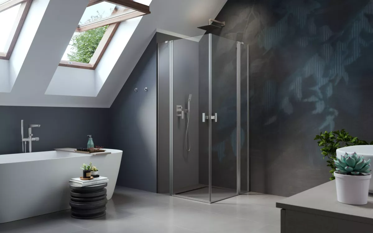 Nes Brushed Nickel KDD II szögletes szálcsiszolt króm zuhanykabin enteri