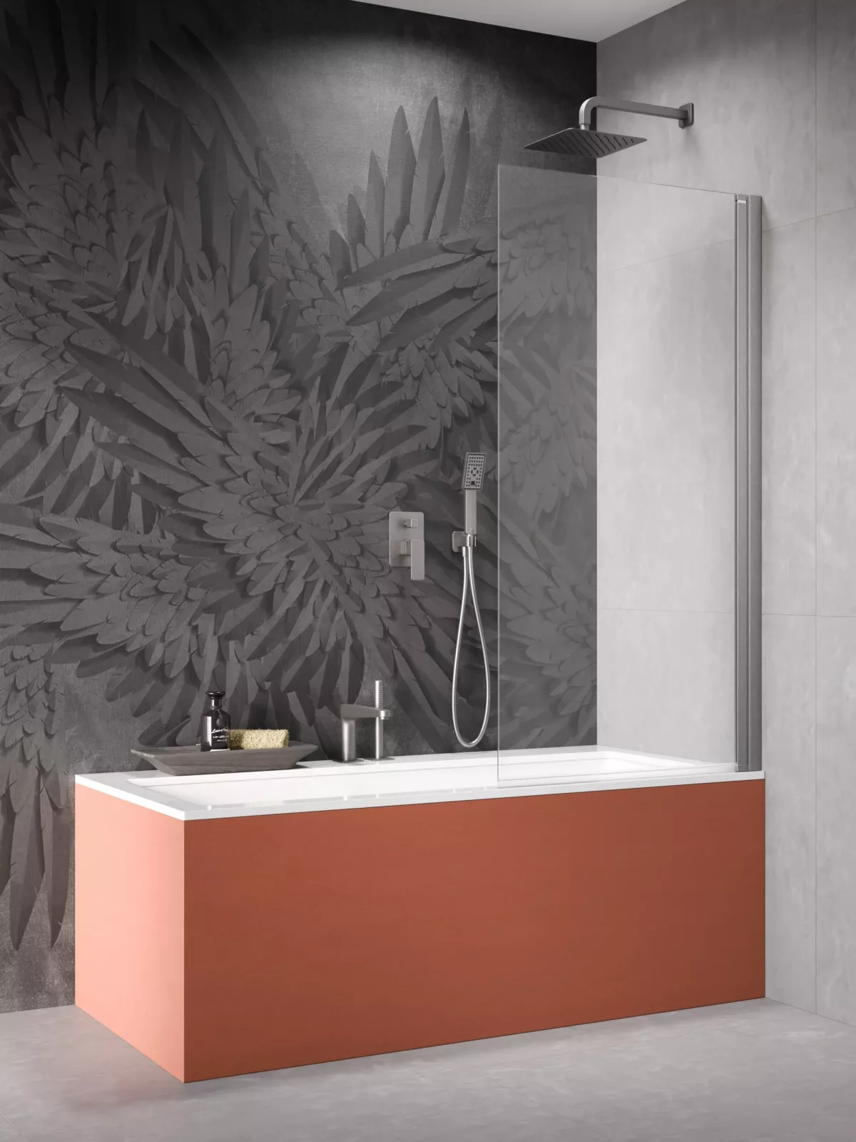 Nes Brushed Nickel PNJ I szálcsiszolt króm kádparaván (a képen jobbos kádparaván látható)