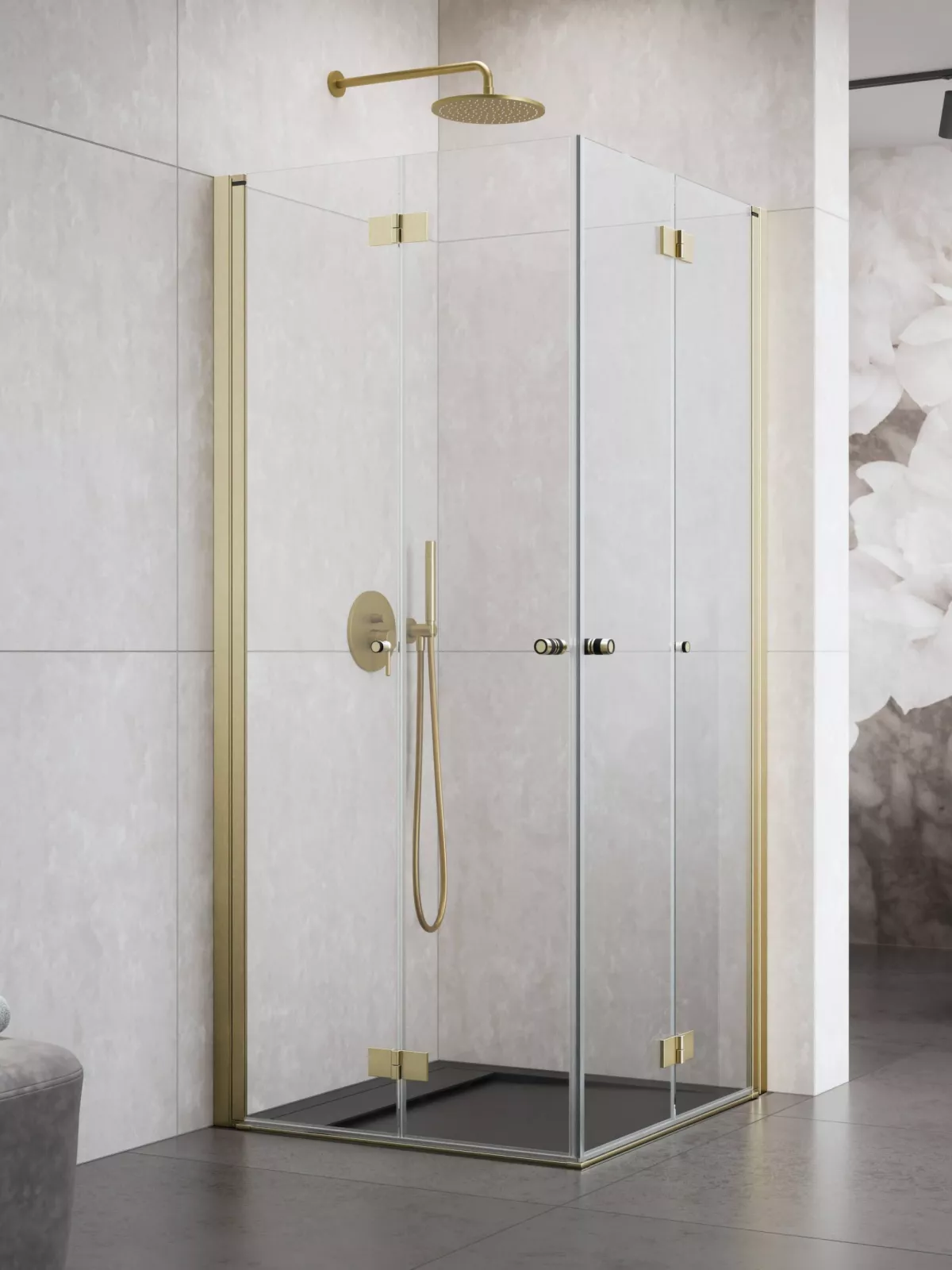 Nes Brushed Gold KDD-B szálcsiszolt arany zuhanykabin
