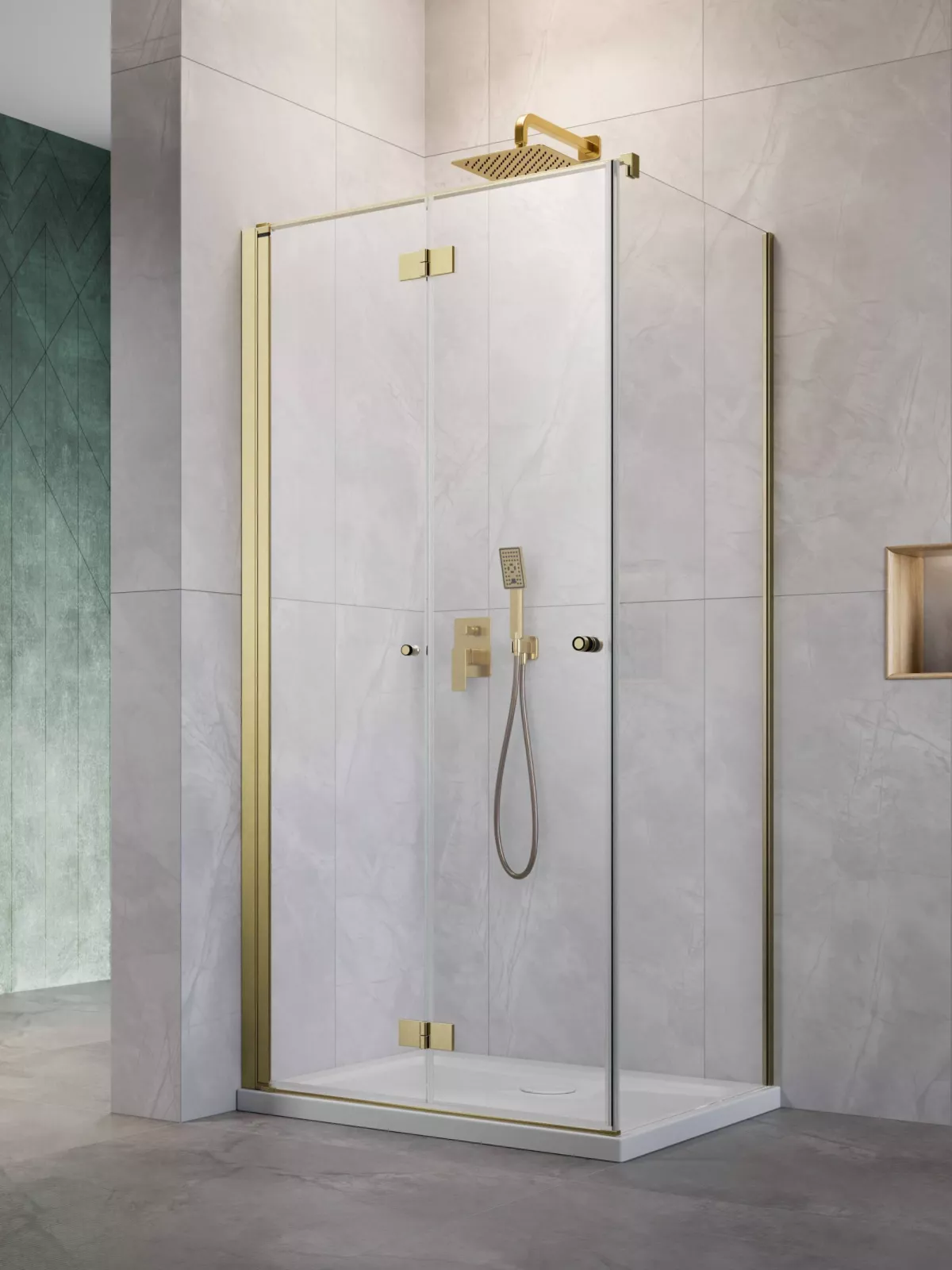 Nes Brushed Gold KDJ-B szálcsiszolt arany zuhanykabin (a képen balos zuhanykabin látható)