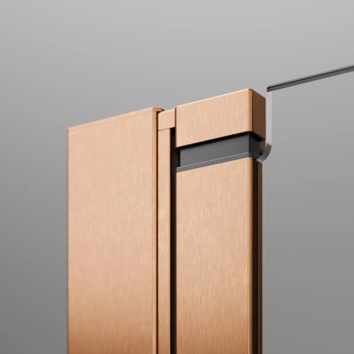 Nes Brushed Copper – Precíz vízzárást biztosító emelőmechanikás profil az üvegajtó teljes hosszában
