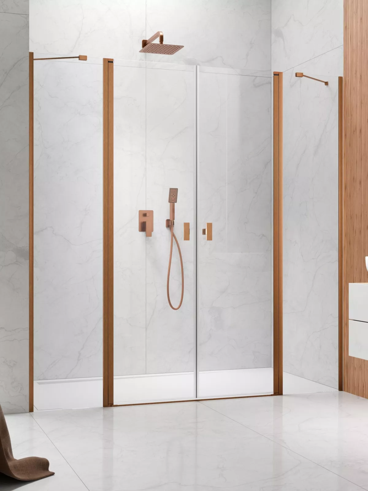 Nes Brushed Copper DWD II szálcsiszolt réz zuhanyajtó