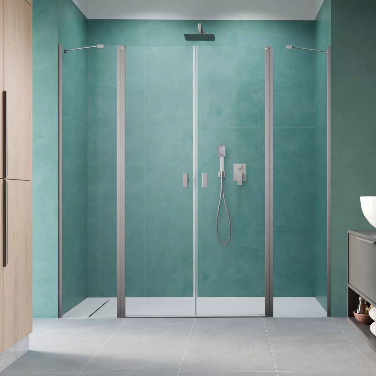 Nes Brushed Nickel DWD II szálcsiszolt króm zuhanyajtó
