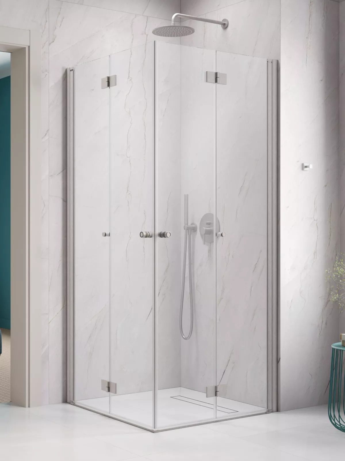 Nes Brushed Nickel KDD-B szögletes szálcsiszolt króm zuhanykabin