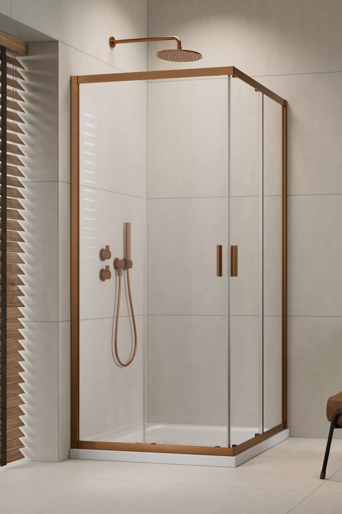 Alienta Brushed Copper C-D szögletes szálcsiszolt réz zuhanykabin