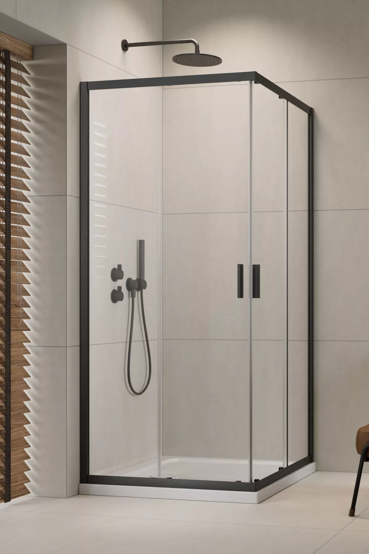 Alienta Brushed GunMetal C-D szögletes szálcsiszolt fegyvermetál zuhanykabin