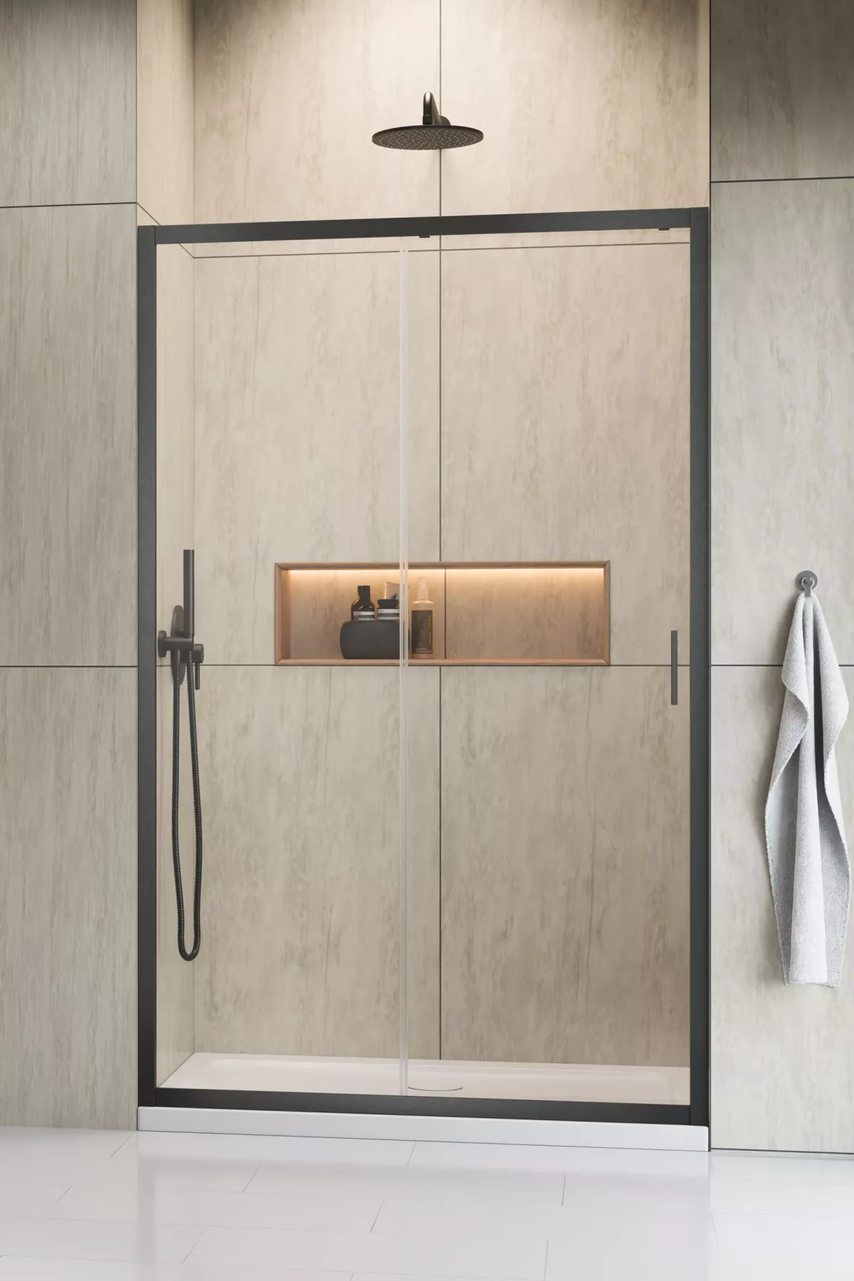 Alienta Brushed GunMetal DWJ szálcsiszolt fegyvermetál zuhanyajtó (a képen balos zuhanyajtó látható)