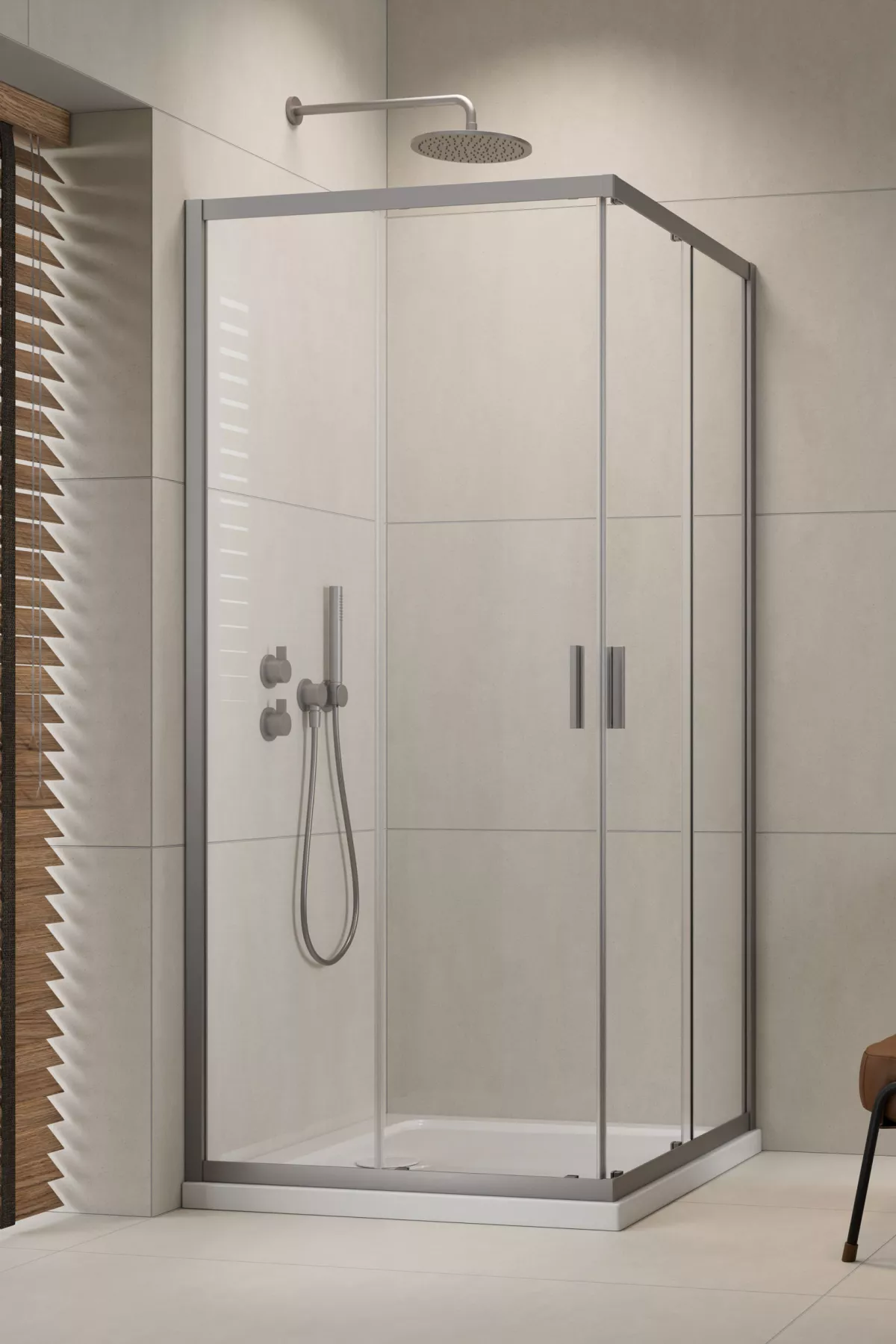 Alienta Brushed Nickel C-D szögletes szálcsiszolt króm zuhanykabin